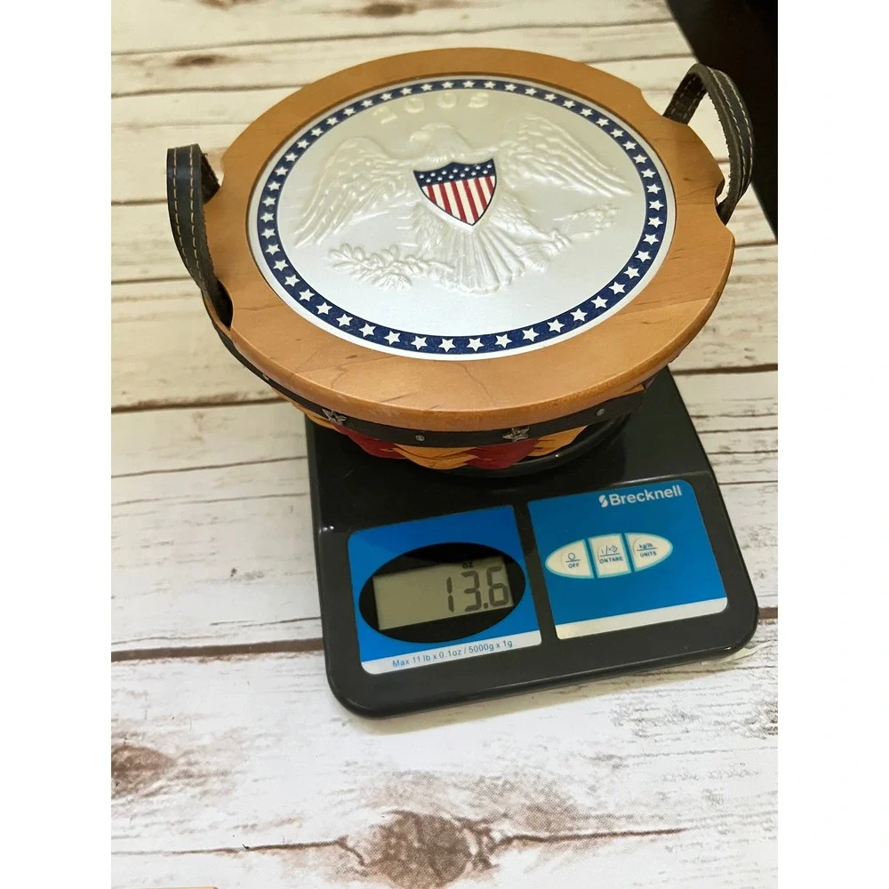VTG Longaberger American Eagle Basket 2005 Round Patriotic Red Blue Small 6in